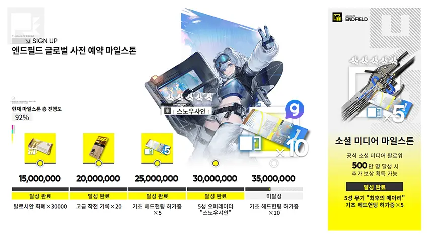 명일방주 엔드필드 사전예약 보상